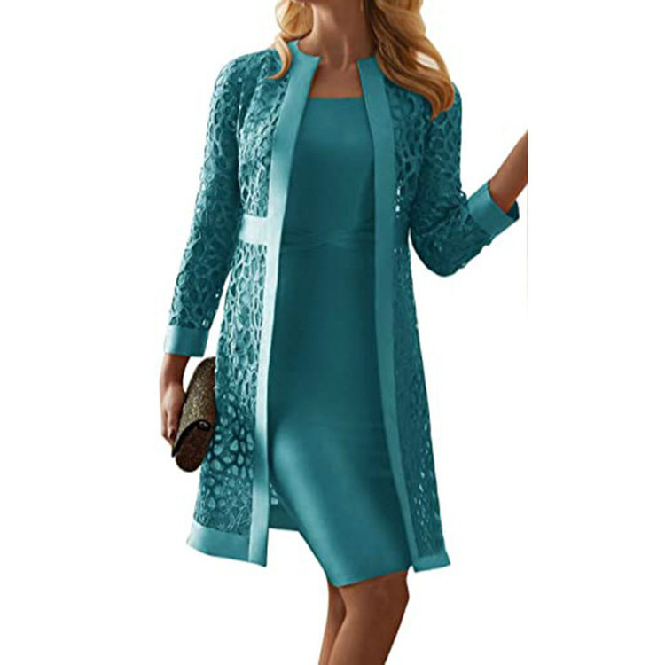 women clothes2026春夏款现货新品女装色蕾丝开衫连衣裙两件外套w