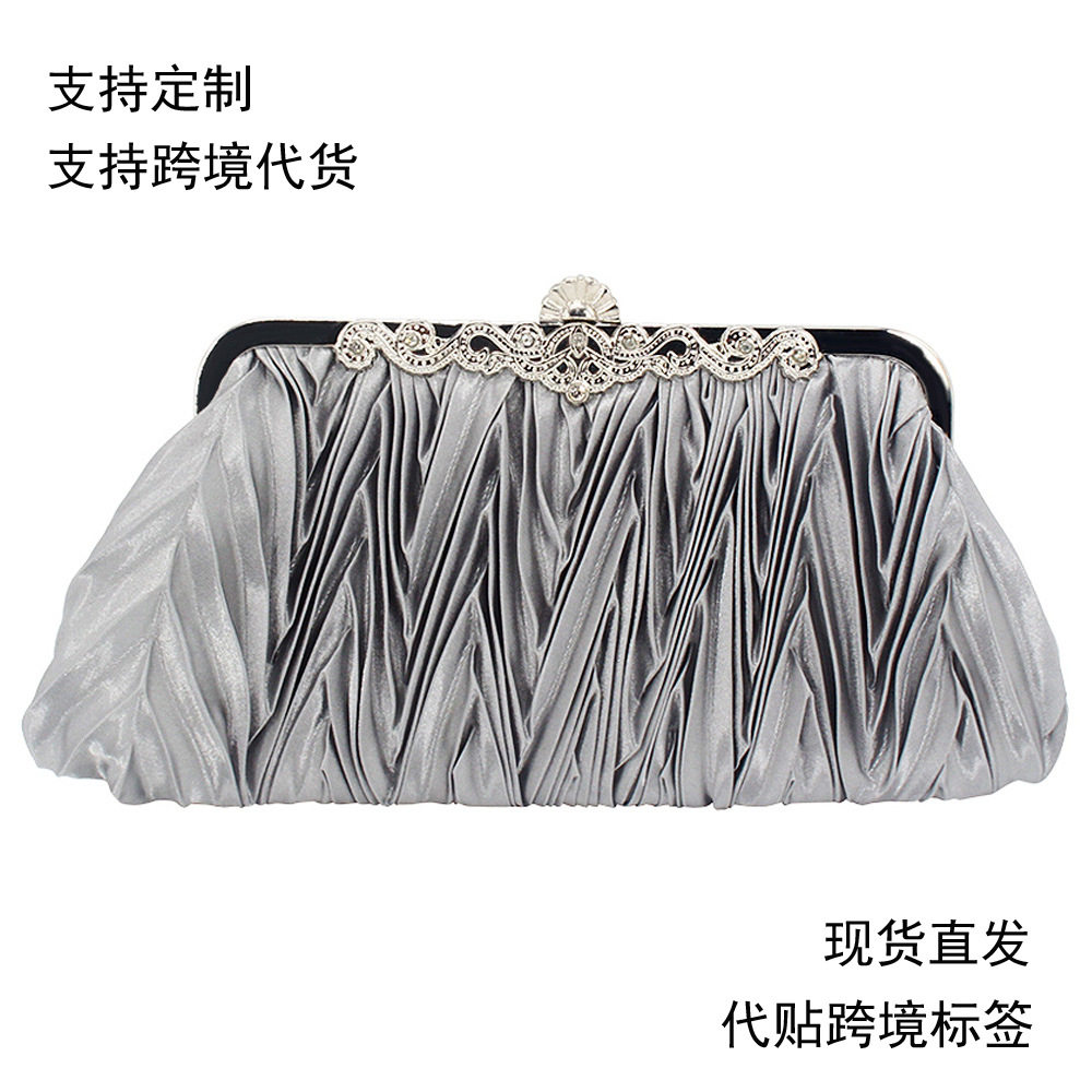 【专供】绸面皱褶手拿包