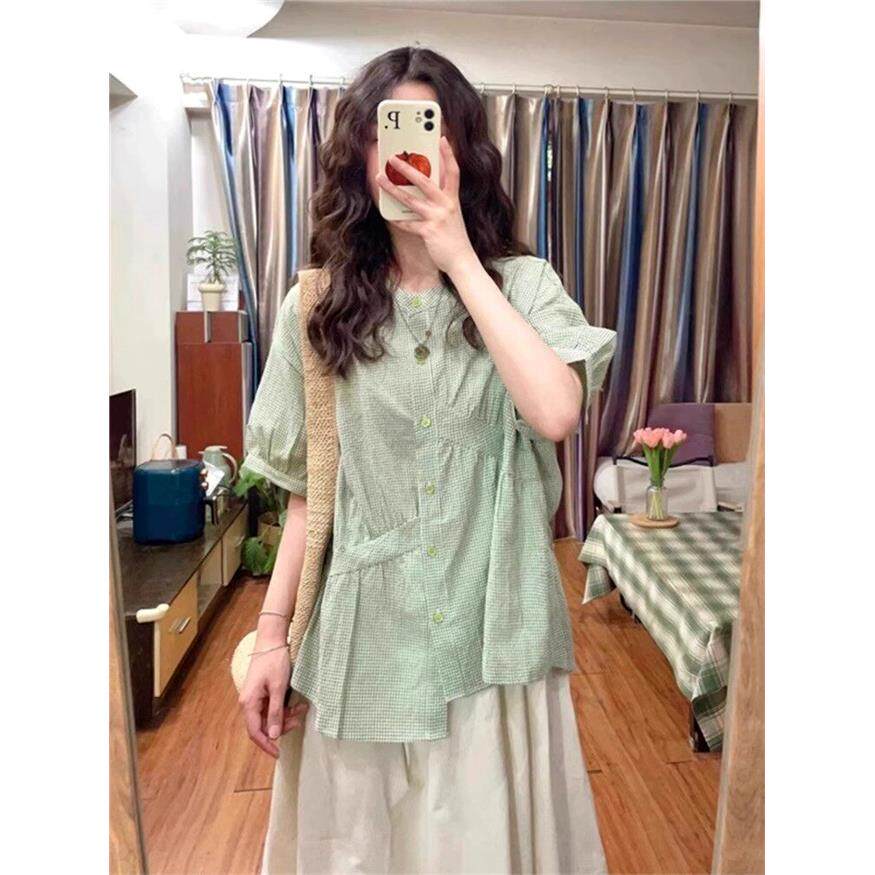 微胖女生夏季穿搭衬衫半身裙两件式套装裙女夏装搭配一整套轻熟胖