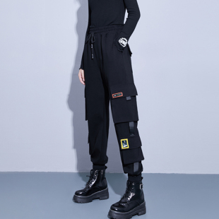美式工装裤女2026冬季新款束脚高腰显瘦潮ins宽松休闲哈伦运动裤