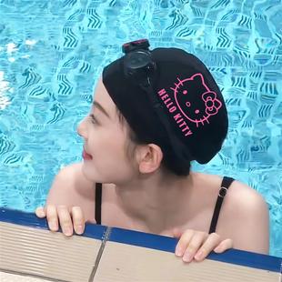 哈喽Kitty硅胶泳帽女款 长发加大不勒头高颜值防水大头围游泳帽
