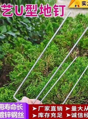防草布地钉U型草坪钉地布钉三维网抑草布地钉钢丝地钉镀锌地钉u型