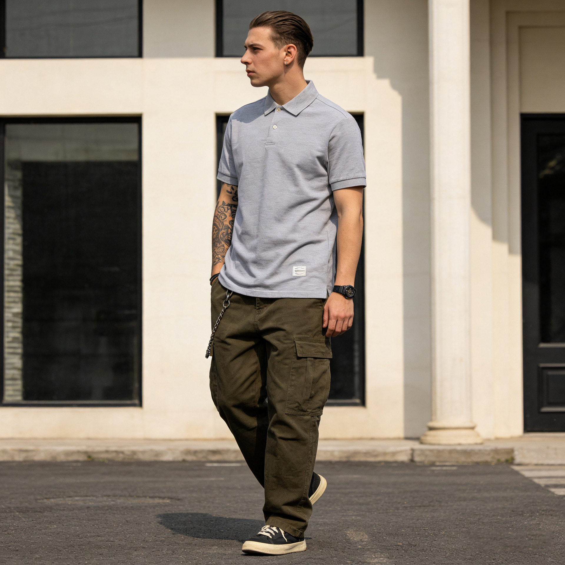 陈记服装新品 基础款 复古纯色Polo衫