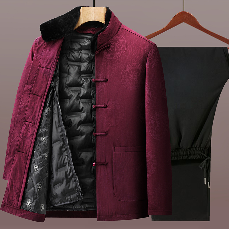 唐装男中老年爸爸可拆卸内胆棉衣中国风爷爷棉服中式父亲棉袄冬装