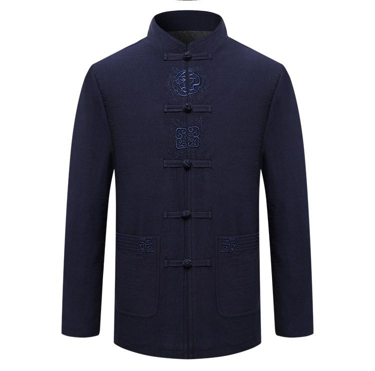 AUTUMN AND WINTER: TANG DRESS MIDDLE-AGED AND ELDERLY FATHERS JACKETS PADDED JACKETS CHINESE STYLE OLD PEOPLE GRANDFATHERS BIRTHDAYS AND FLEECE CLOTHES