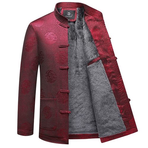 老人加绒爸爸棉衣爷爷外套唐装