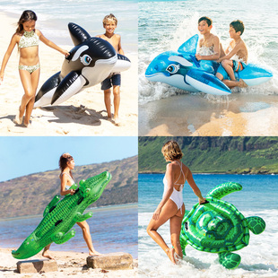 大海龟鲸鱼摩托艇游泳动物充气坐骑漂浮玩具浮排浮床儿童游泳圈