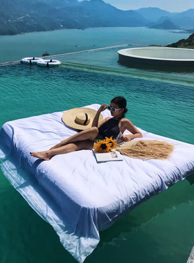 INTEX加厚款成人充气浮床水上漂流沙滩垫户外家用折叠床垫气垫床