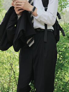 【潘特维拉】纯黑色西裤 dk制服裤男长裤设计裤子百搭休闲