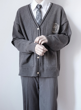 潘特维拉机械蝴蝶毛衣男女JK/DK制服基础款V领学院风校供针织开衫