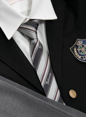 【潘特维拉】冬谨 JK领带DK 灰色日系手打条纹休闲装饰 领结复古