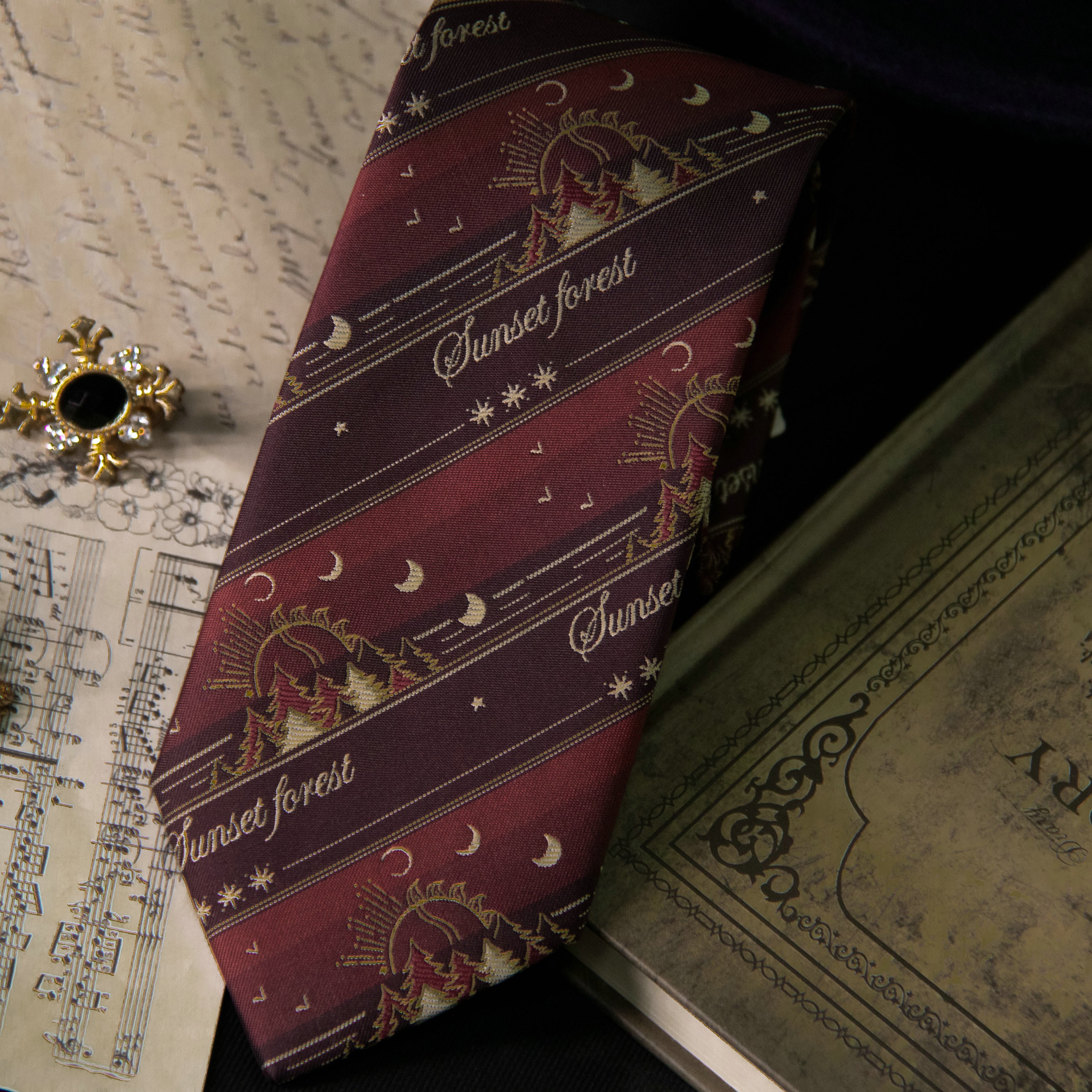 潘特维拉暗红色原创领带领结