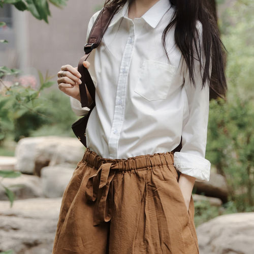 潘特维拉制服长袖基础白衬衫