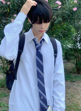 【潘特维拉】京梨馆衬衫 DK制服男学生学院风长袖条纹短袖衬衣原