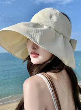 空顶防晒帽子女春夏季遮阳帽折叠
