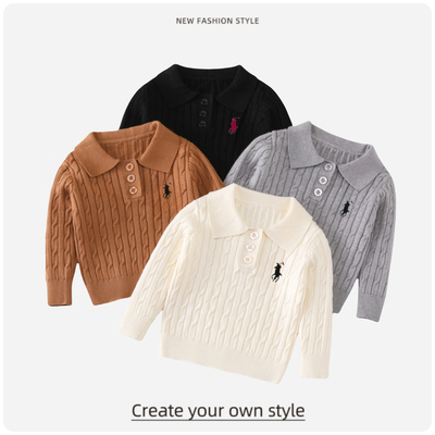 童装2024秋冬装韩版男女童气质polo领套头毛衣中小儿童针织衫上衣