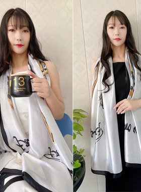 丝绸丝巾女春秋妈妈围巾夏季薄款开车防晒披肩空调房外搭纱巾头巾