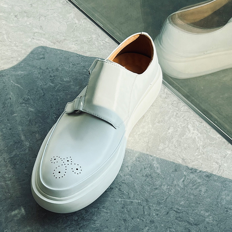 JINIWU吾倪季2025孟克小白鞋新款雕花魔术贴牛皮手工厚底休闲鞋,流行男鞋,休闲皮鞋,淘宝优惠券,粉丝福利购,淘宝优惠卷