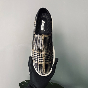 2025乐福鞋 白底板鞋 千鸟格绒面套脚男鞋 潮流便鞋 时尚 JINIWU吾倪季