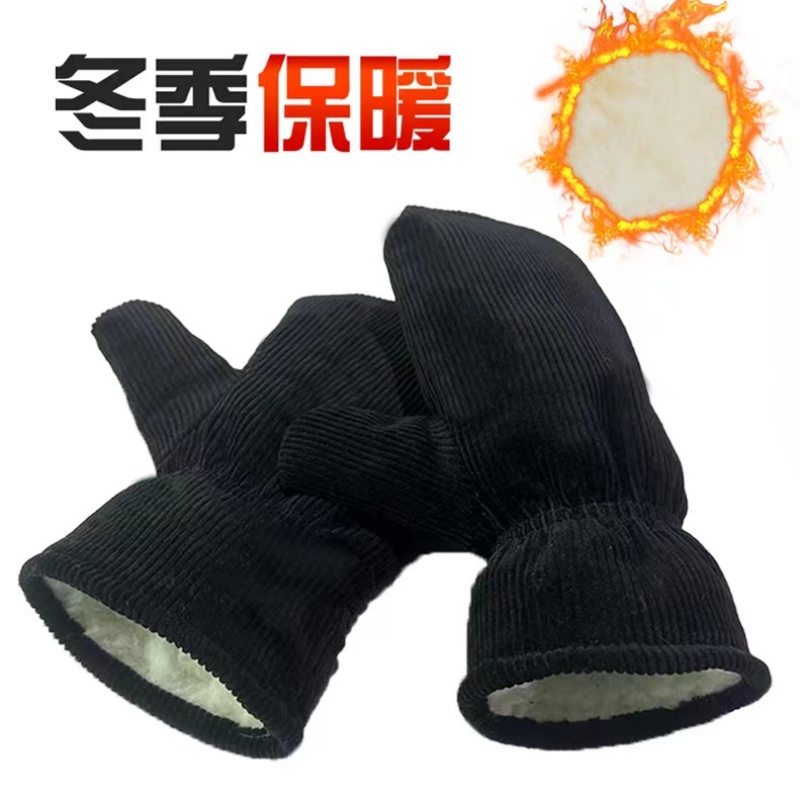冬季保暖棉手套棉闷子加绒手套纯棉连指男士棉手套加厚保暖棉手套