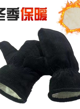 冬季保暖棉手套棉闷子加绒手套纯棉连指男士棉手套加厚保暖棉手套