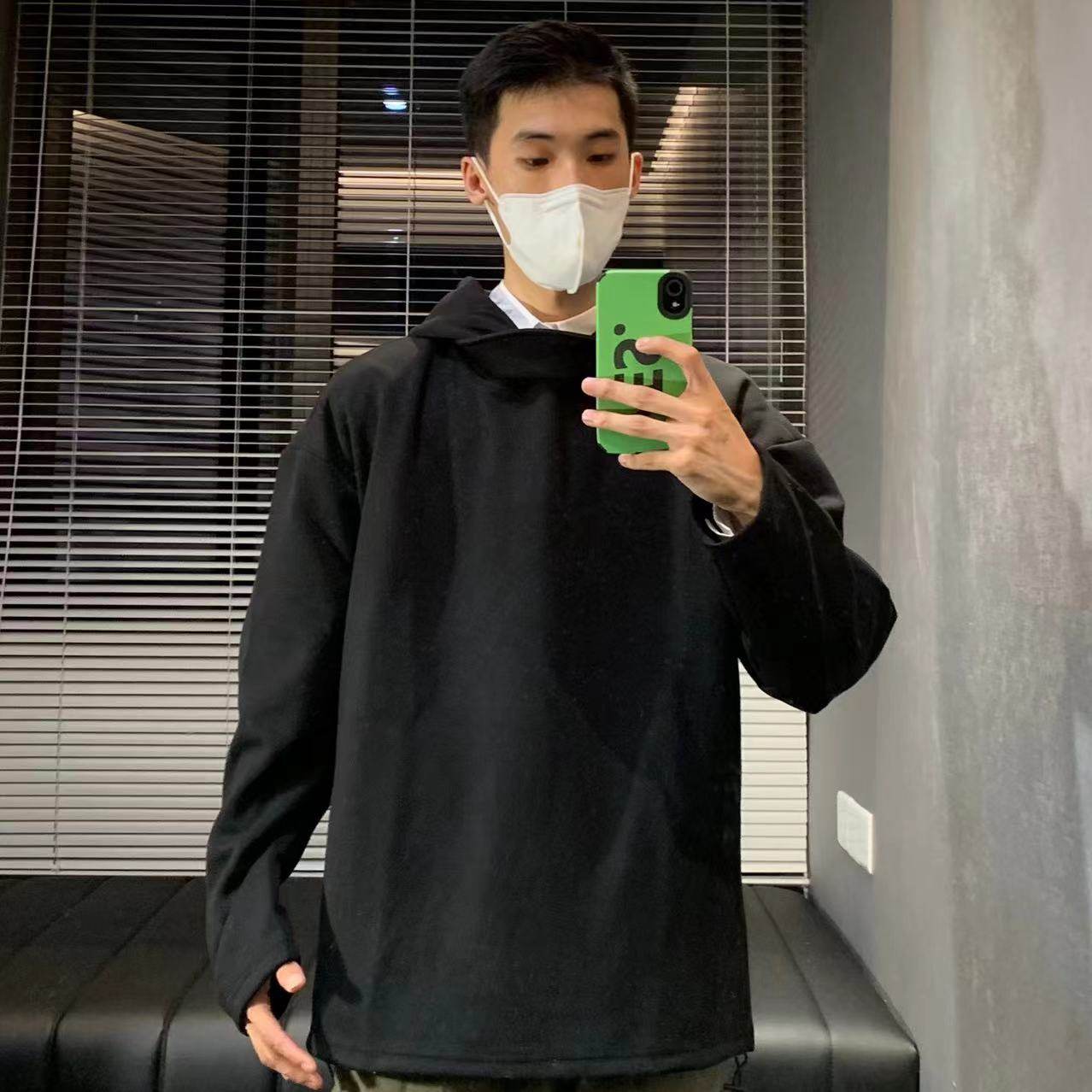 重头来过情侣可拆卸立领情侣百搭宽松宽松纯色外套黑色连帽卫衣男