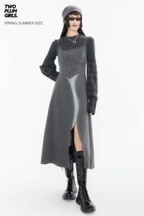 拼接吊带连衣裙 暗黑气质灰色西装 TPG雙生 2022SS小众独立设计
