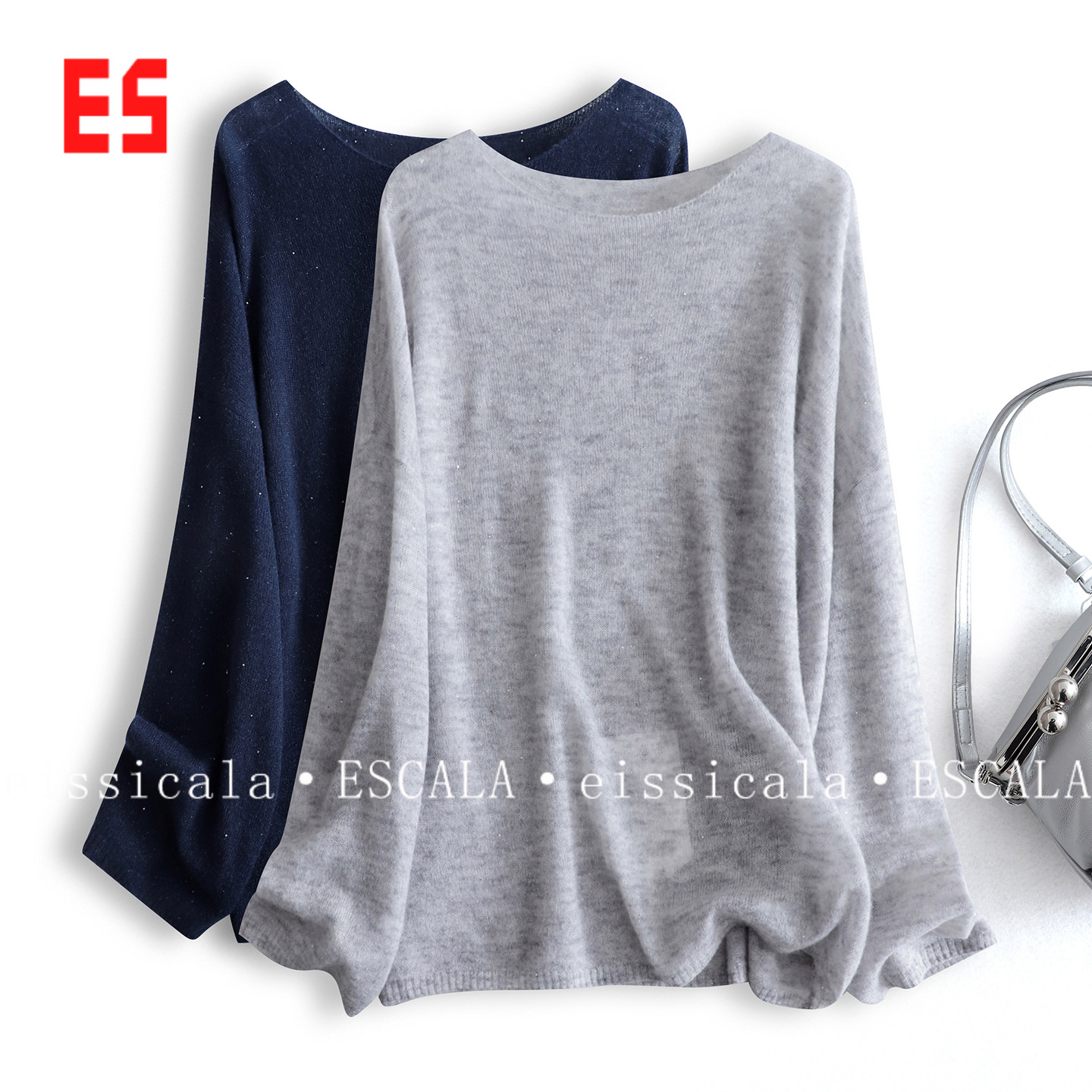 山羊绒+桑蚕丝一字领绵羊毛衫