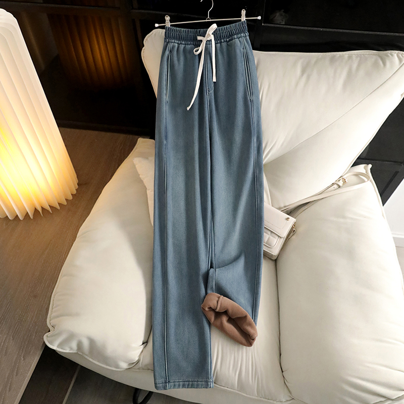 高腰通勤艾斯咔拉长裤显瘦阔腿裤