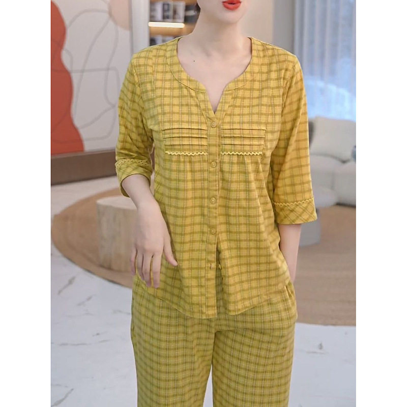 睡衣女款2025夏季薄款春秋款睡衣/家居服套装
