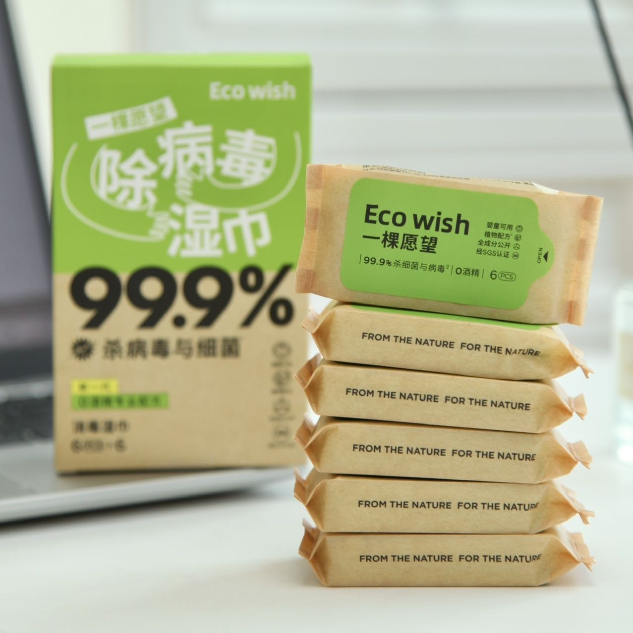 Ecowish 除病毒手口湿巾 一棵愿望手部清洁湿巾