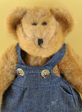 正版收藏美国BODYS 工装牛仔裙关节泰迪熊毛绒布艺类玩具公仔正品