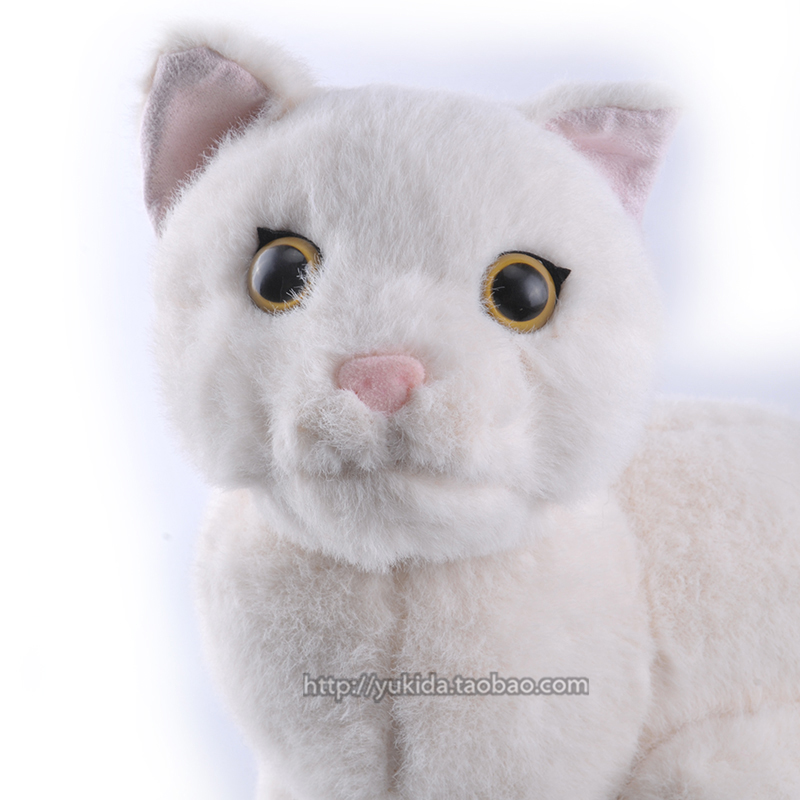 正版日本YAMANI可爱白色小猫咪仿真毛绒布艺类玩具公仔中性礼物