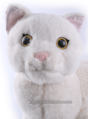 正版日本YAMANI可爱白色小猫咪仿真毛绒布艺类玩具公仔中性礼物