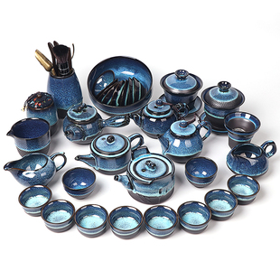 窑变建盏陶瓷茶壶茶具盖碗茶洗茶杯油滴拉丝天目釉茶道六道零配件