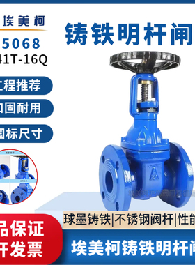 埃美柯铸铁明杆法兰闸阀硬密封水开关阀门DN50 65 80 100 125 150