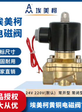 埃美柯758黄铜电磁阀220v常闭常开型控制阀开关水阀4分6分1寸DN20