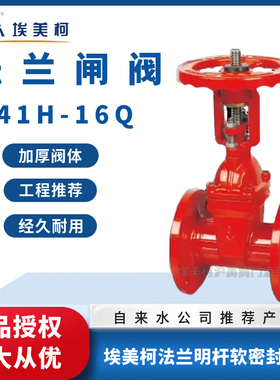 埃美柯弹性座闸阀Z41X-16Q铸铁法兰明杆座封软密封闸阀DN50 65100