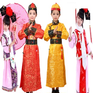 清朝古装还珠格格服装满族男女儿童 古代宫女甄嬛阿哥太子演出服