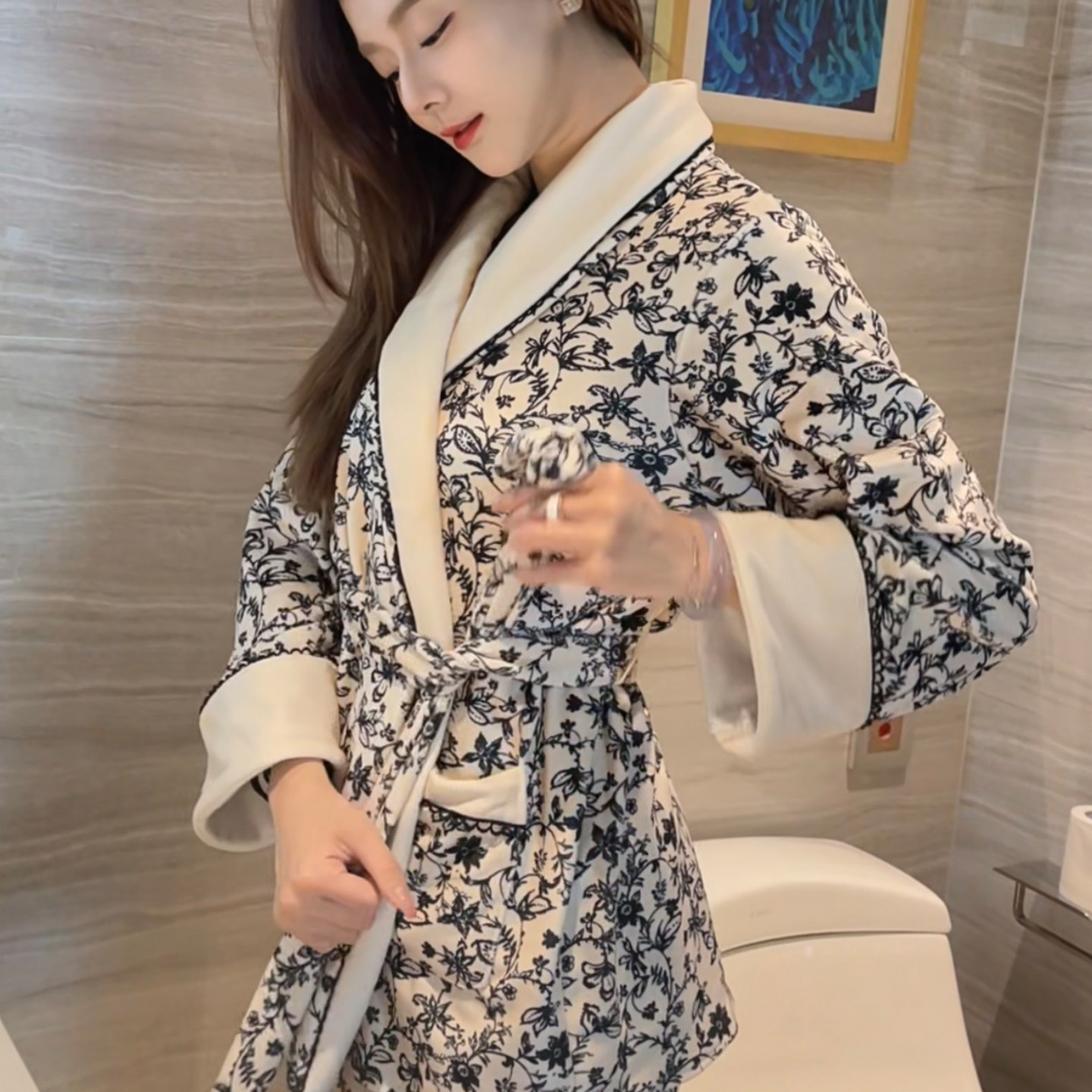 双面海岛绒保暖睡衣女士家居服冬