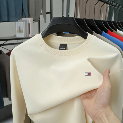 专柜正品汤米纯黑色卫衣男士秋冬