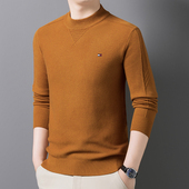 奥特莱斯 男毛衣 圆领中年秋冬针织打底羊毛衫 正品 汤米纯羊毛男士