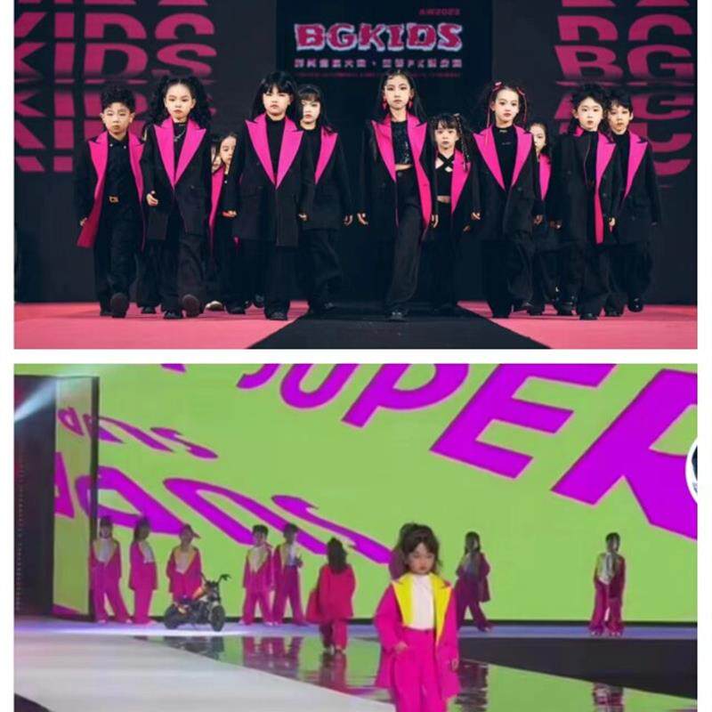 男女童中性多巴胺硬糖T台走秀儿童班服潮服西装童模休闲爵士西装