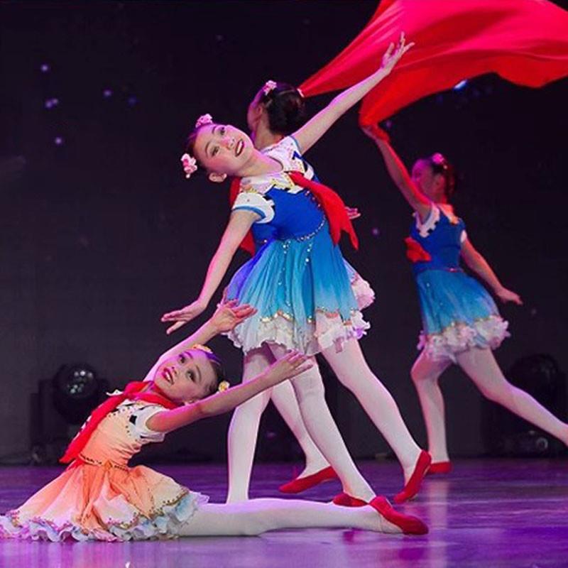 当我戴上红领巾儿童舞蹈表演服小荷风采女蓬蓬裙小学生合唱演出服