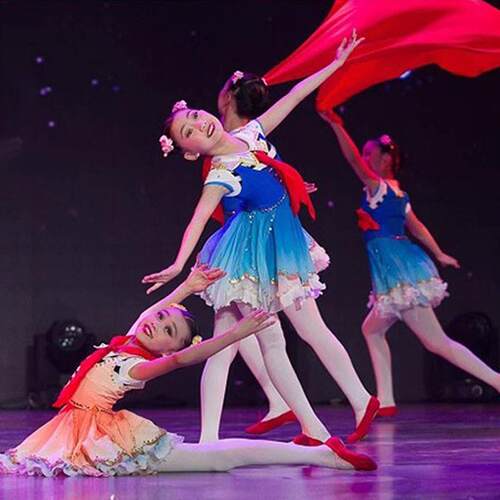 当我戴上红领巾儿童舞蹈表演服小荷风采女蓬蓬裙小学生合唱演出服