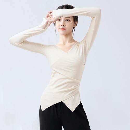 S6126#舞练功服春秋现代舞款长不规则下新摆袖上衣女古典中国形体