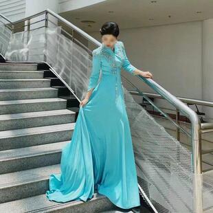 主持人礼服女2025新款 高级感走秀民歌独唱演出服合唱年会学生艺考