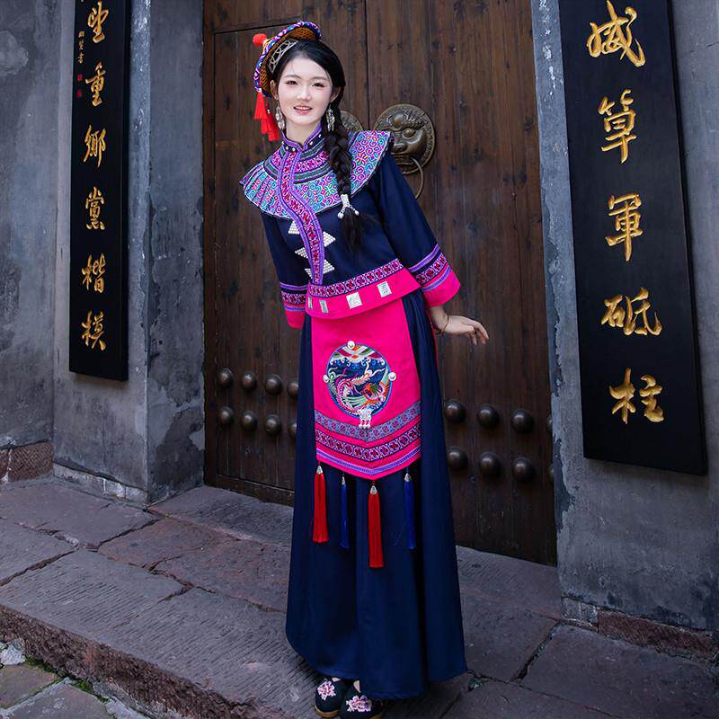 毛南族服装成人女传统广西少数民族服饰表演出写真古城旅拍情侣款