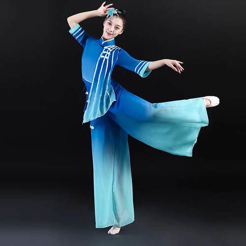 古典舞演出服女飘逸纱衣中国风练功服江南水墨舞蹈服装扇子舞套装