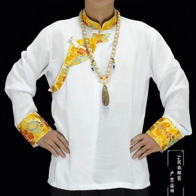 藏式T恤男款2025新款民族风藏族舞蹈练习服康巴流光霸气衬衫艺考